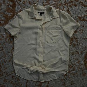 EUC J. Crew Mercantile Button Down Blouse Light Tan/Pale Yellow Sz XXS